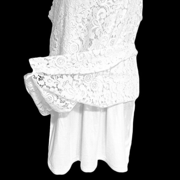 White Lace Lined Slip Dress Lacy Mini Dress Coastal Cowgirl Boho Fairy Size XL - Picture 7 of 13